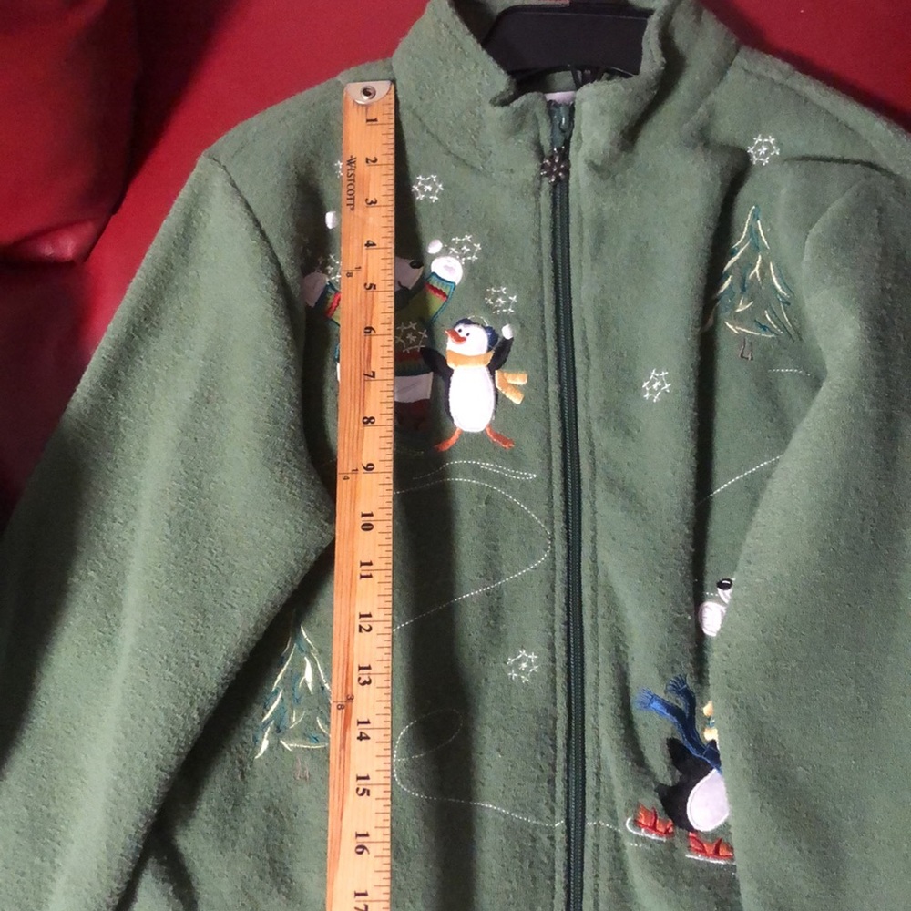Vintage Christmas zipper green sweater- size M - Picture 13 of 16